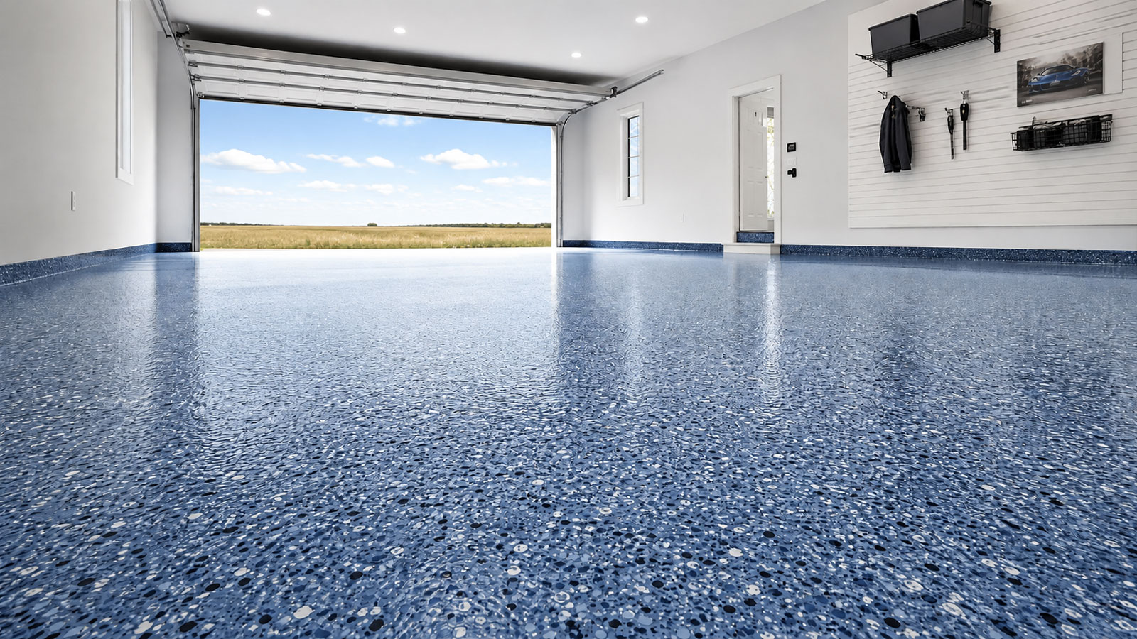 Flake garage floor coating